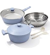 AIKENBBKK Pots and Pans Set Non Stick, Ceramic Cookware Set, Nonstick Steamer Pot and Pan for Coo...