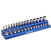 MIXPOWER 3/8" Metric Magnetic Socket Organizer, Holds 15 Piece Shallow Socket and 15 Piece Deep S...