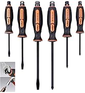 HORUSDY 6-Pieces Magnetic Screwdriver Set, 3 Phillips and 3 Flat Head Tips Screwdriver for Fasten...