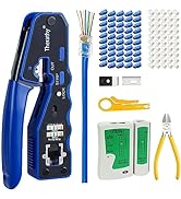 Therathy Pass Through RJ45 Crimp Tool Kit, Ethernet Crimper Kit Cat5e Cat5 CAT6 Crimping Tool Kit