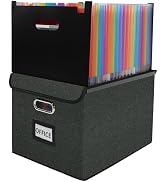 Vexalora File Organizer Box with Folder, 25 Pockets Accordion File Organizer with Colored Labels,...