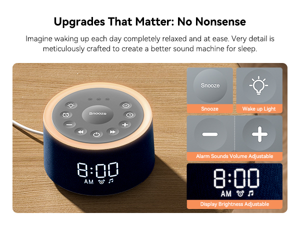 White Noise Alarm Clock for Bedrooms