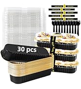 Mini Loaf Pans with Lids and Spoons Sealing Sticker,30 Pcs 6.8oz Cake Pans for Baking Disposable ...