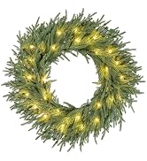 Goplus 24 Inch Pre-Lit Christmas Wreath, Battery Operated Lighted Artificial Winter Xmas Wreaths ...