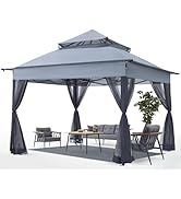 ABCCANOPY Pop Up Gazebo 11x11 - Outdoor Canopy Tent with Mosquito Netting for Patio Garden Backya...