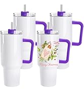 D·S 4 Pack Sublimation Tumblers 40 OZ with Handle Blank Insulated Large Tumbler Bulk, Coffee Trav...