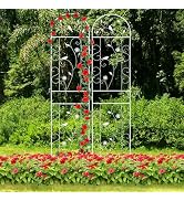 Metal Garden Trellis for Climbing Plants, 2 Pack 86.5" x 19.7" White Plant Trellis Outdoor, Clema...