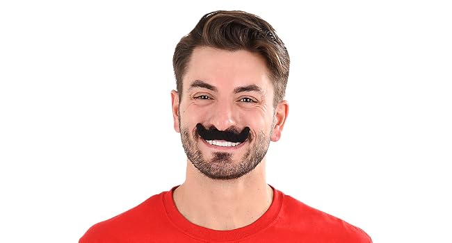 Trying Fake Mustache On
