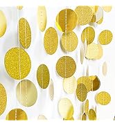 MIAHART 52 Feet Circle Dots Gold Circle Garlands Glitter Gold Decorations Party Garland Hanging B...