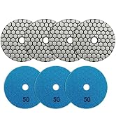 BRSCHNITT Dry Diamond Polishing Pad Set,7pcs 4 inch #50 for Stone Marble Quartz Granite Sanding D...
