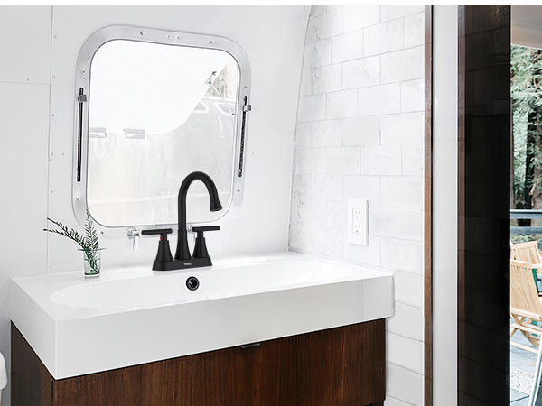 Matte Black Bathroom Sink Faucet Bathroom Faucets for Sink 3 Hole Faucet for Bathroom Sink Vanity RV
