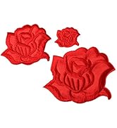 U-Sky Sew or Iron on Patches - Red Rose Patch for Clothing, Jackets, Backpacks - 3pcs Different S...