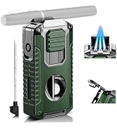 5-in-1 Multifunctional Torch Lighter with Cutter, Punch, Holder, and Windproof Triple Jet Flames,...