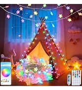 echosari Smart Cluster Lights Plug in, 10ft 60 LED Star Fairy Lights RGB Built in Chip with App R...