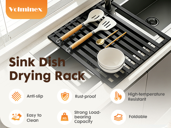 over sink dish drying rack cover for counter space kitchen roll up foldable mat drainer silicone
