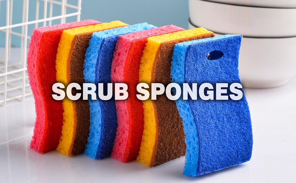 Compressed Cellulose Sponges Non-Scratch Natural Sponge Cleaning Scrub Sponge