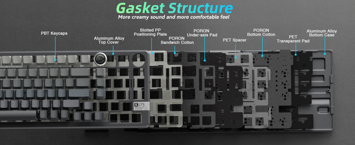 gasket structure Hot-swappable custom mechanical keyboard Linear Switches creamy keyboard