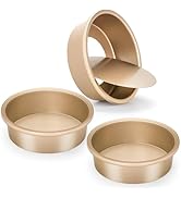 6 Inch Round Cake Pan Set of 3, Nonstick Coating Baking Round Cake Pans with Remvable Bottom for ...
