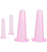 Senyango 4 Pieces Pink Facial Cupping Therapy Set Anti Cellulite Silicone Vacuum Cupping Cups for...