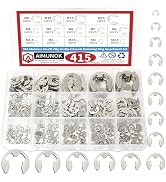 AIMUNOK 415Pcs E-Clip External Retaining Rings Snap Rings Assortment Set, 304 Stainless Steel C-C...