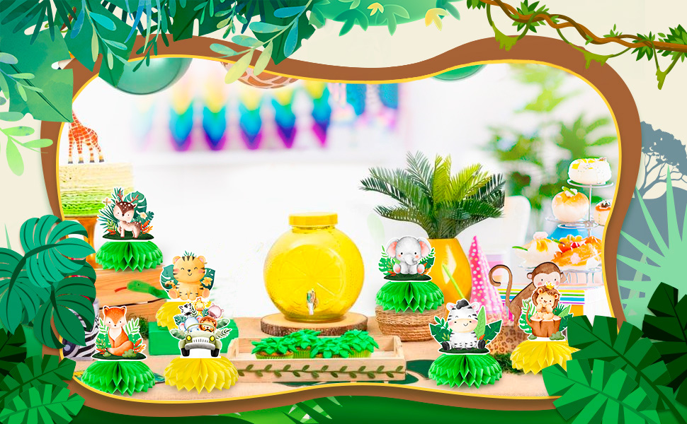 jungle animals honeycomb table toppers