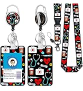 ID Badge Holder with Breakaway Lanyard, Retractable Badge Reel Name Tag, Cute Funny Nurse Lanyard...
