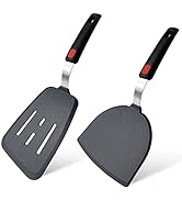 Silicone Spatula Set of 2 for Nonstick Cookware,Tenta Tenta Kitchen Slotted Angle Spatula Round P...