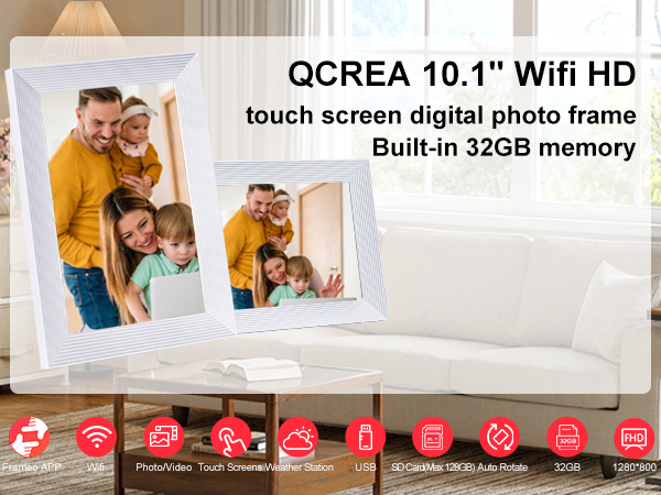 frameo white wifi digital picture frame 10.1 inch smart electronic load from phone for photos