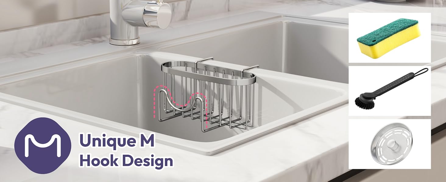 sponge holder kitchen sink caddy dish scrubber soap brush scrub hanging organizer