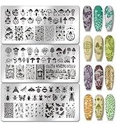 PH PandaHall 3pcs Mushrooms Patterns Nail Stamping Plates Insect Theme Nail Art Stencils Plants L...