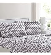 Modern Threads Printed 4-Piece Extra Soft Bedding Sheets & Pillowcase Set, Deep Pocket up to 16 i...