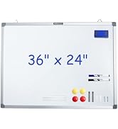 M&G White Board Dry Erase Board 36" x 24" Magnetic Whiteboard for Wall, 2 Markers & 4 Magnets & 1...