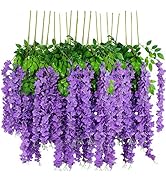 12pcs Artificial Wisteria Flowers 3.6 Feet/Piece Purple Dense Artificial Fake Wisteria Vine Ratta...