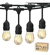 Svater 96 FT Outdoor String Lights 2W, Patio Light for Outside with 32 Antique S14 Plastic LED Bu...