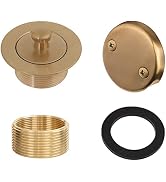 100% Brass Lift and Turn Bathtub Drain Set w/Overflow Plate - Drain Conversion Kit - Fits All Bat...