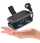 Travel Power Strip with USB Ports, NTONPOWER 4ft Flat Plug Wrapped Around Short Extension Cord wi...