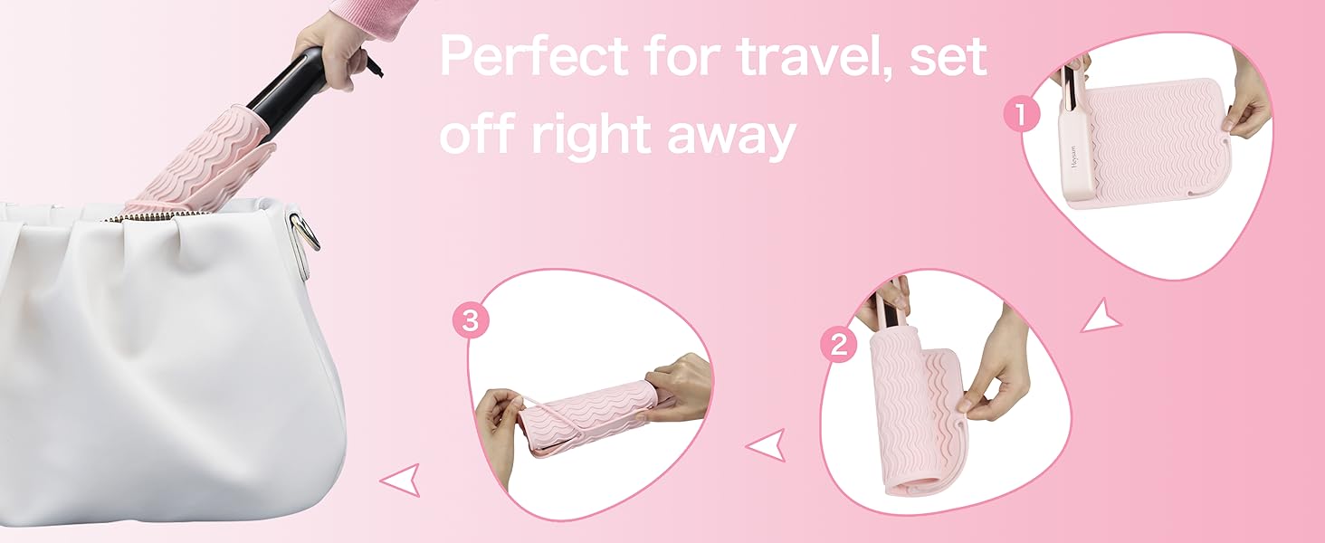 The hair straightener can be rolled up for storage, making it convenient to carry when traveling.