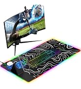 Mouse Pad with Foldable Phone Holder & Wireless Charger, XXL RGB Gaming Mousepad 31.5"x15.8" Larg...