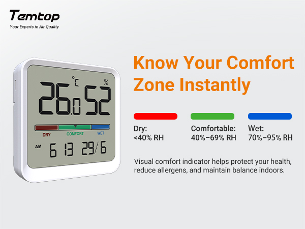 thermometer humidity monitor sensor hygrometer digital temp indoor outdoor T1SE Temtop home