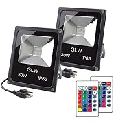GLW 30W RGB LED Flood Light Remote Control Outdoor Landscape Lighting IP65 Waterproof 16 Colors C...