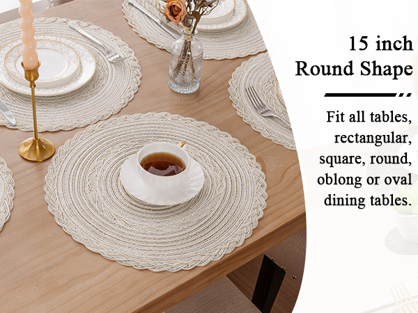 15 inch round ivory placemats for everday indoor outdoor circle placemat dining table protector mat