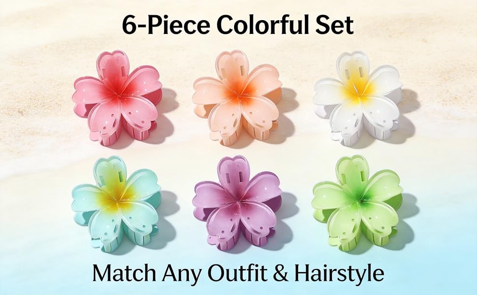 6 Colors Hawaiian Large Hair Clips