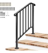 VIVOSUN Outdoor Handrail, 3 Step Stair Handrail, 40" x 36" Fits 1 to 3 Steps, Wrought Mattle Iron...