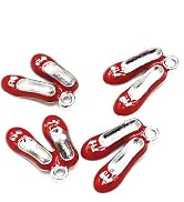YuanHolumid 5Pcs Red Creative Shoes Pendants Silver Alloy Tone Enamel Red Shoes Charms Beading Su...