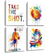 Frimeeme Framed Inspirational Basketball Canvas Wall Art Prints for Teen Boys for Bedroom, Gym, H...