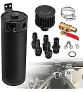 TEMSONE Universal 2 Port Aluminum 750ml Baffled Oil Catch Can Reservoir Tank with Breather Filter...