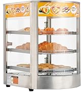 VEVOR 3-Tier Commercial Food Warmer Display, 800W Food Display Warmer with LED Light, Adjustable ...