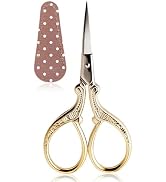 BIHRTC Sewing Embroidery Scissors 3.6inch Gold Stork Scissors with Leather Cover Stainless Steel ...