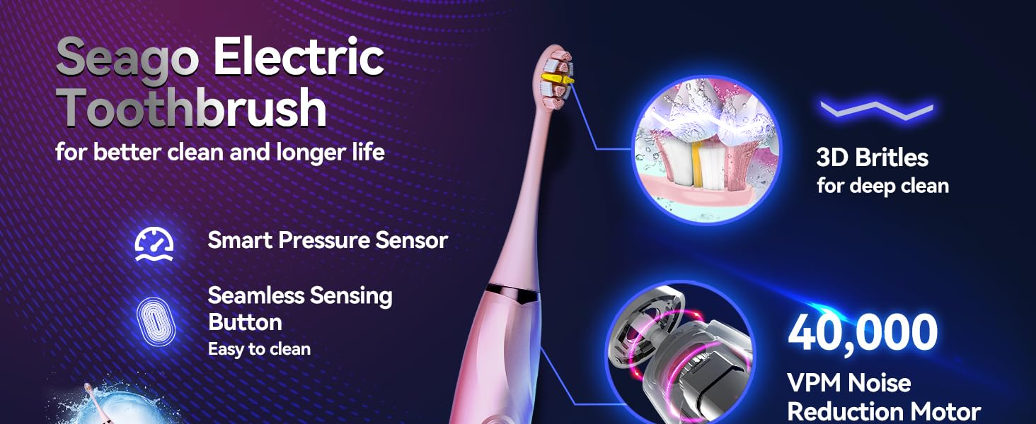40000 VPM fast cleaning for 100% more plaque removal VS a regular manual toothbrush