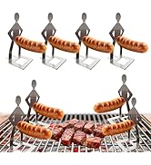 4PCS Funny BBQ Stand Man HotDog Holder,Portable HotDog Roaster,Reusable Stainless Steel Hotdog&Sa...